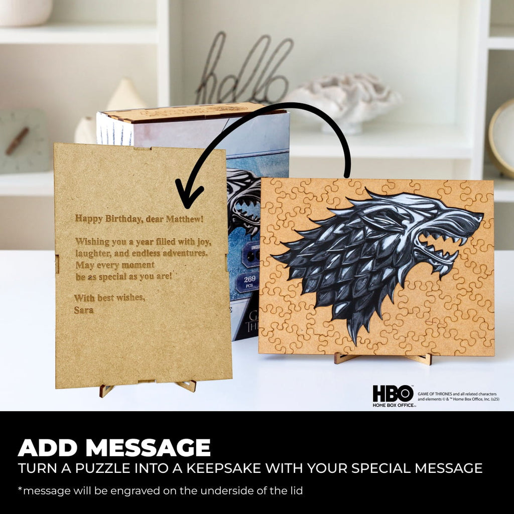 Wooden jigsaw puzzle Game of Thrones™ Metallic Sigils Stark