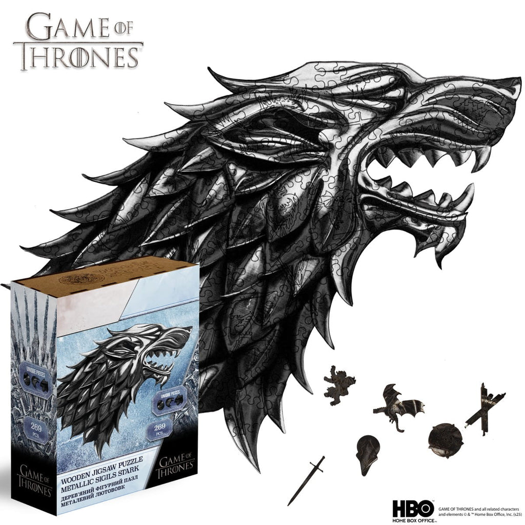 Wooden jigsaw puzzle Game of Thrones™ Metallic Sigils Stark