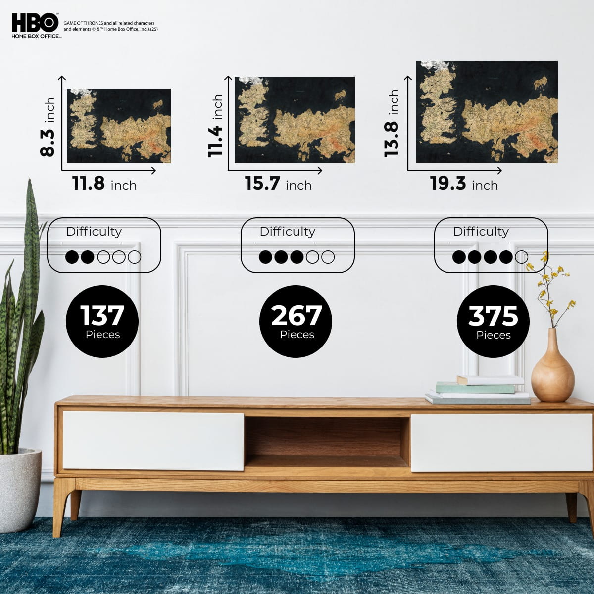 Wooden jigsaw puzzle Game of Thrones™ Westeros map