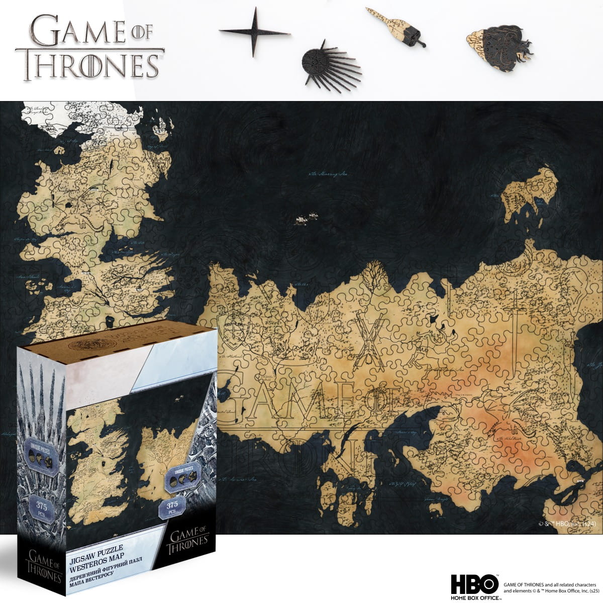 Wooden jigsaw puzzle Game of Thrones™ Westeros map
