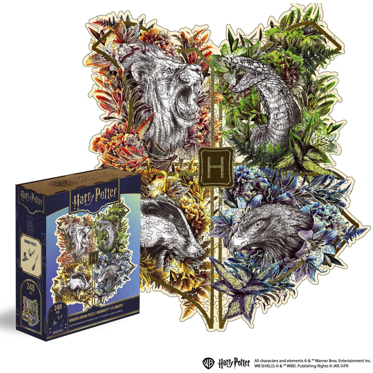Wooden Puzzle Harry Potter™ Hogwarts Houses (Flowery)