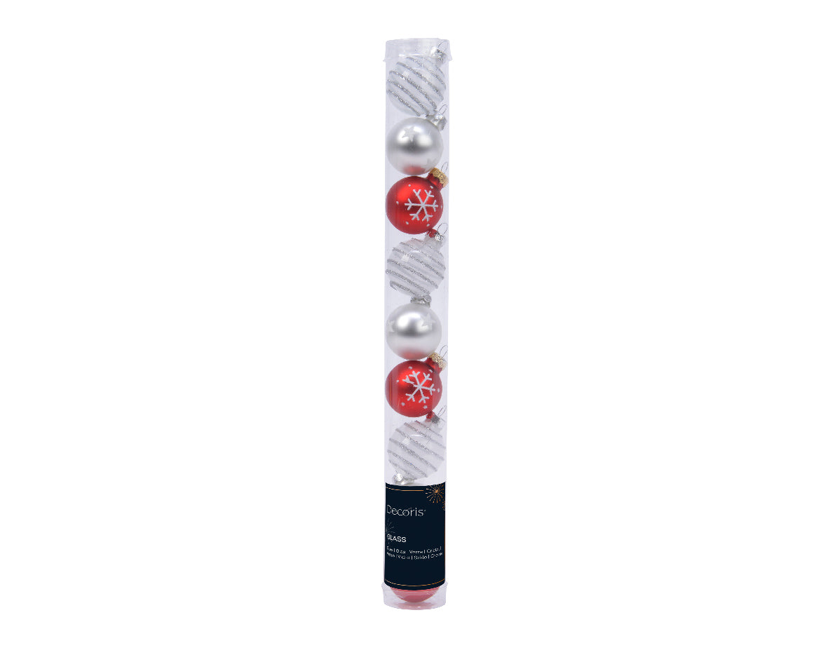 Cheerful Christmas Mix - Tube of 9 Glass Ornaments