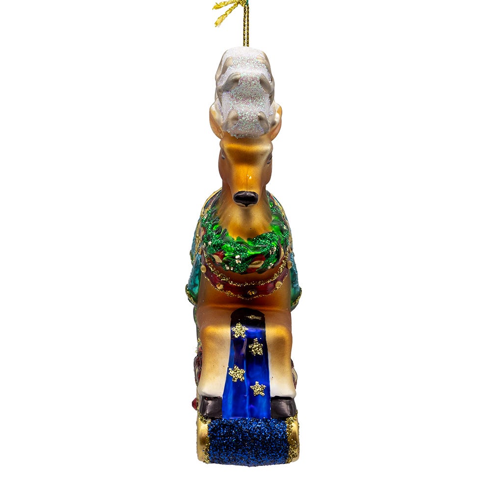 Bellissimo Glass Rocking Deer Ornament
