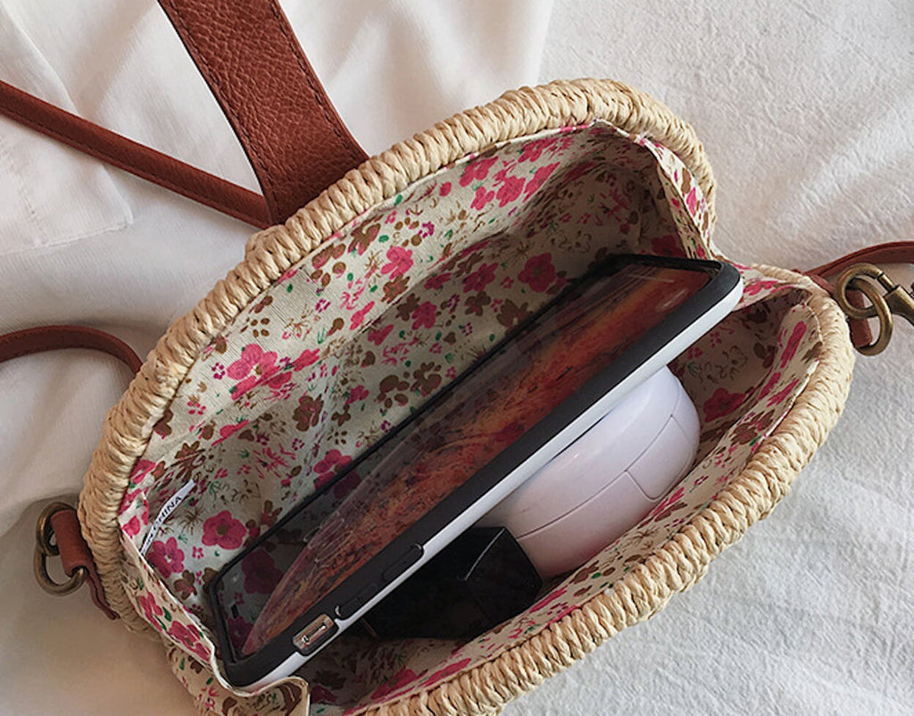 Oval Straw Crossbody Bag