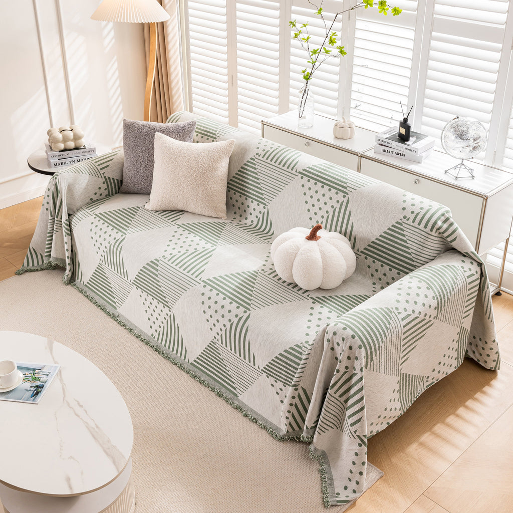 Chenille Geometric Patterned Sofa Throw, Couch Covers for Sectionals for Pets, Throw Cover for Couch