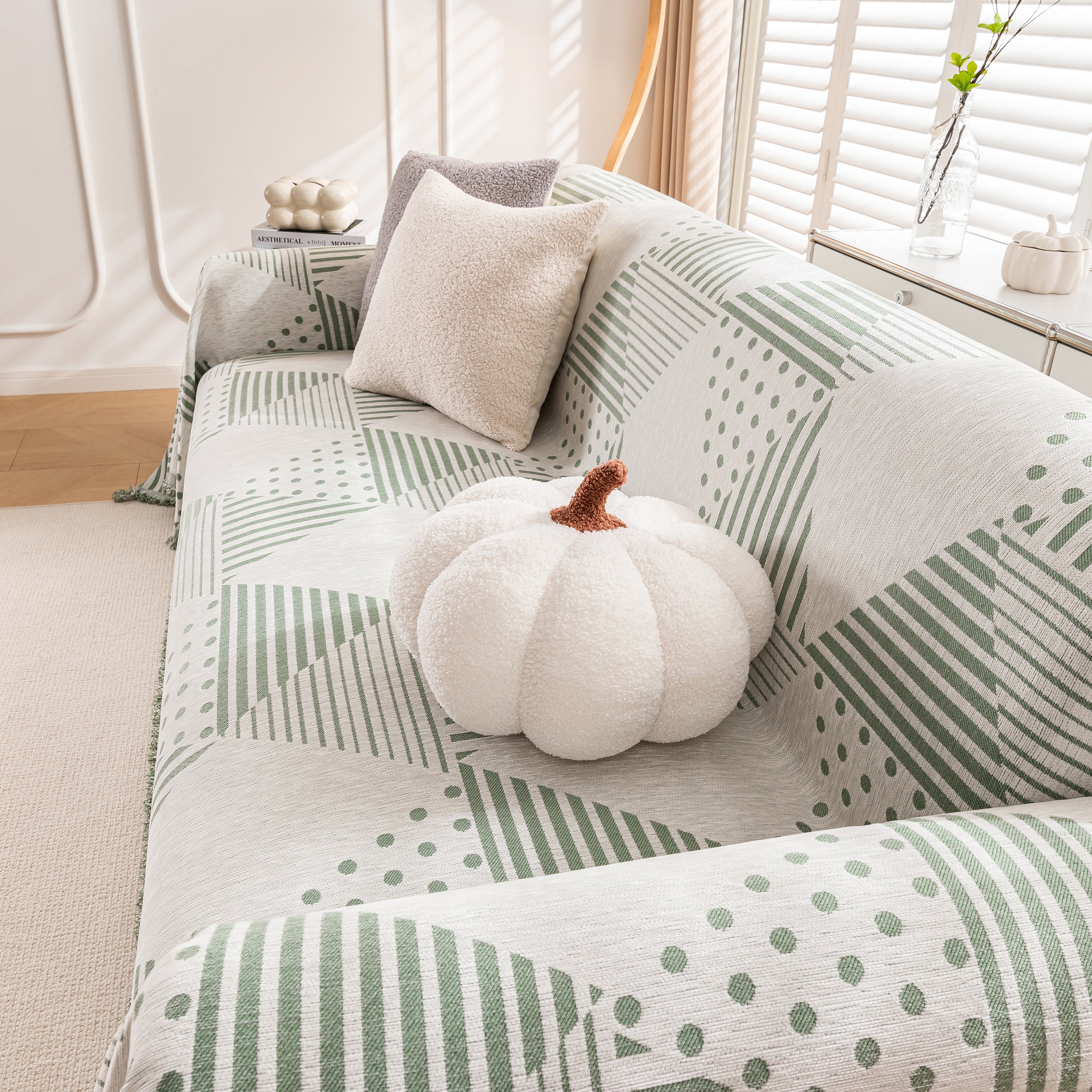 Chenille Geometric Patterned Sofa Throw, Couch Covers for Sectionals for Pets, Throw Cover for Couch