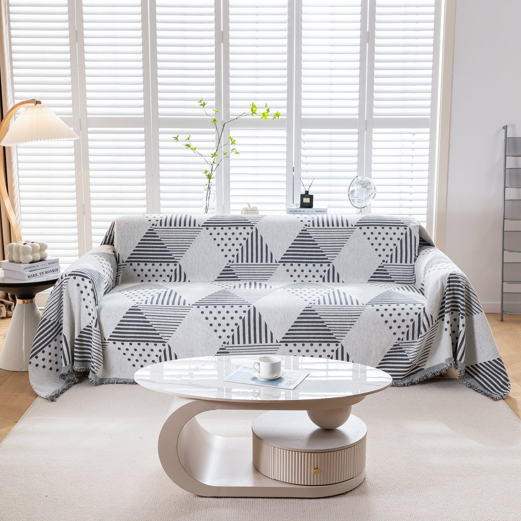 Chenille Geometric Patterned Sofa Throw, Couch Covers for Sectionals for Pets, Throw Cover for Couch