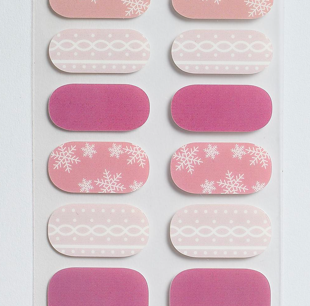Pink Snow Gel Nails