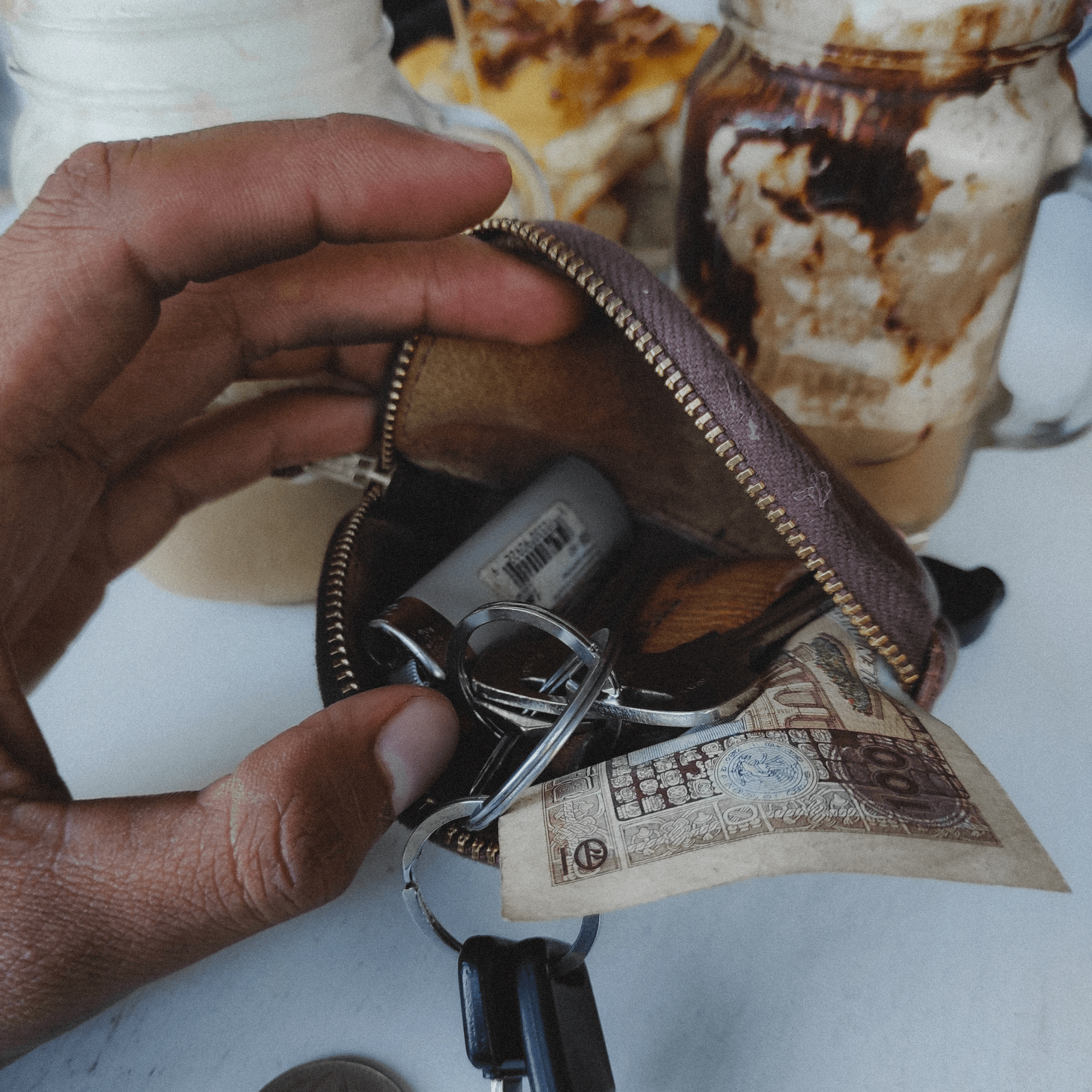 Handmade Leather Coin Purse - Compact & Durable Zipper Pouch